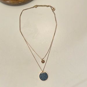 Swarovski blue pave layered necklace